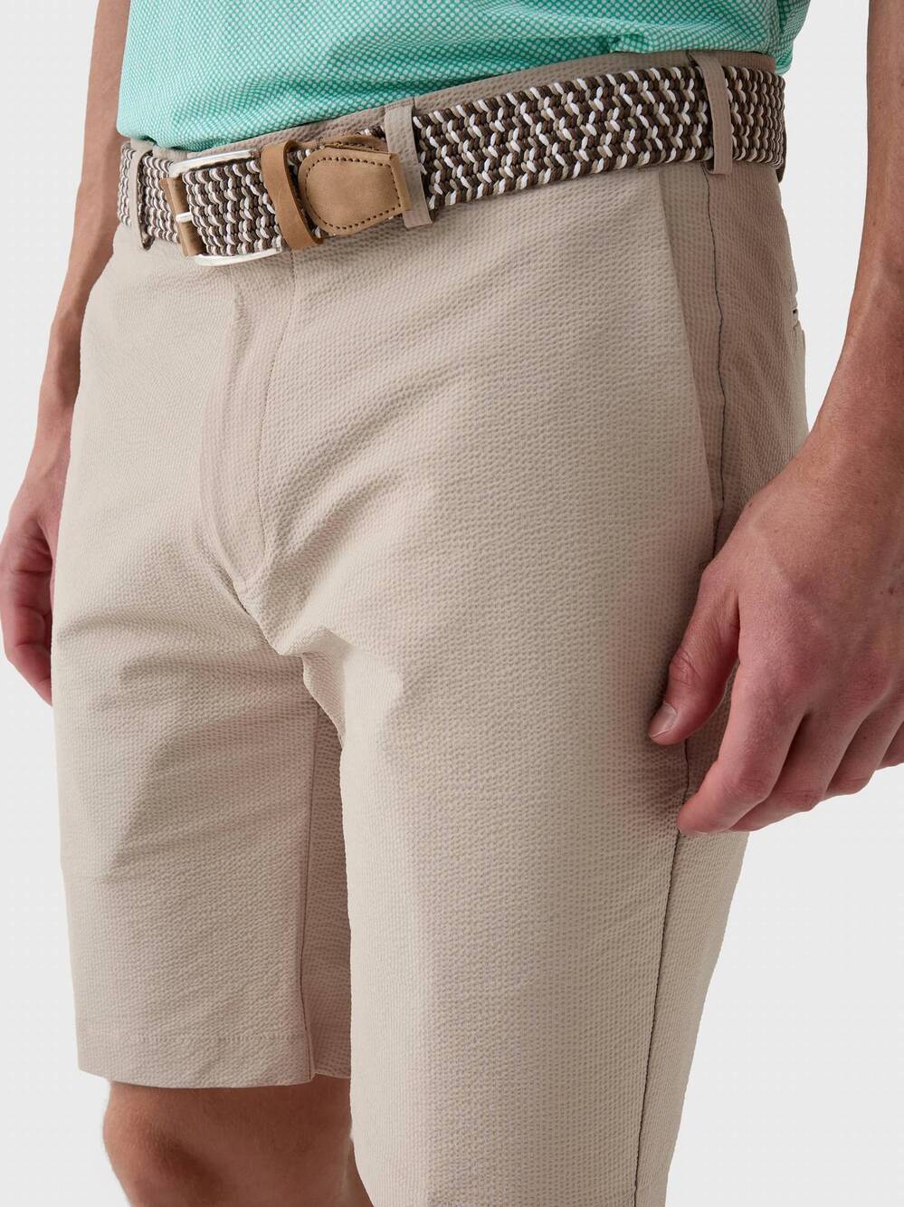 NEW PETER MILLAR men's matlock seersucker performance short in khaki
